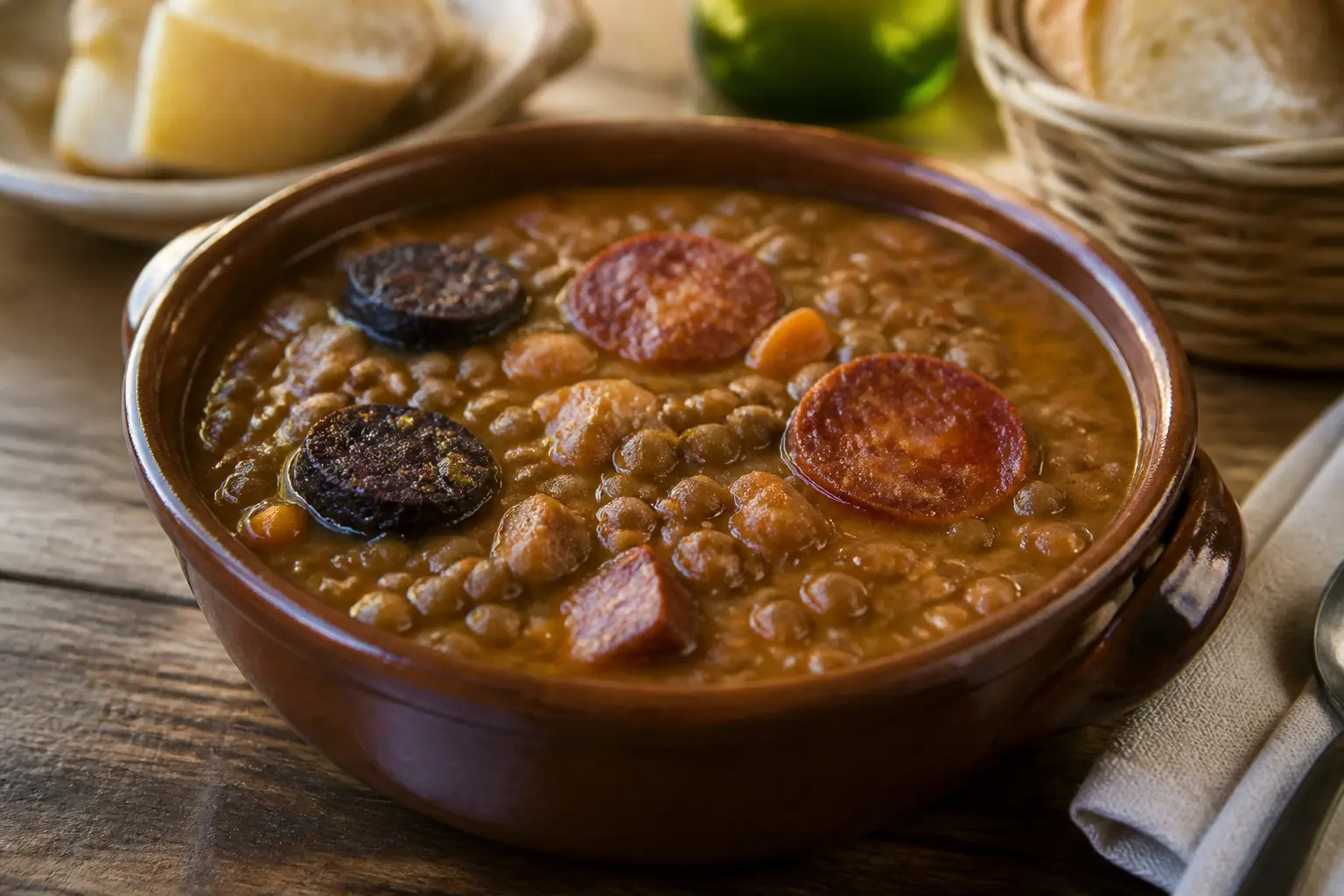Lentejas con chorizo y morcilla asturiana