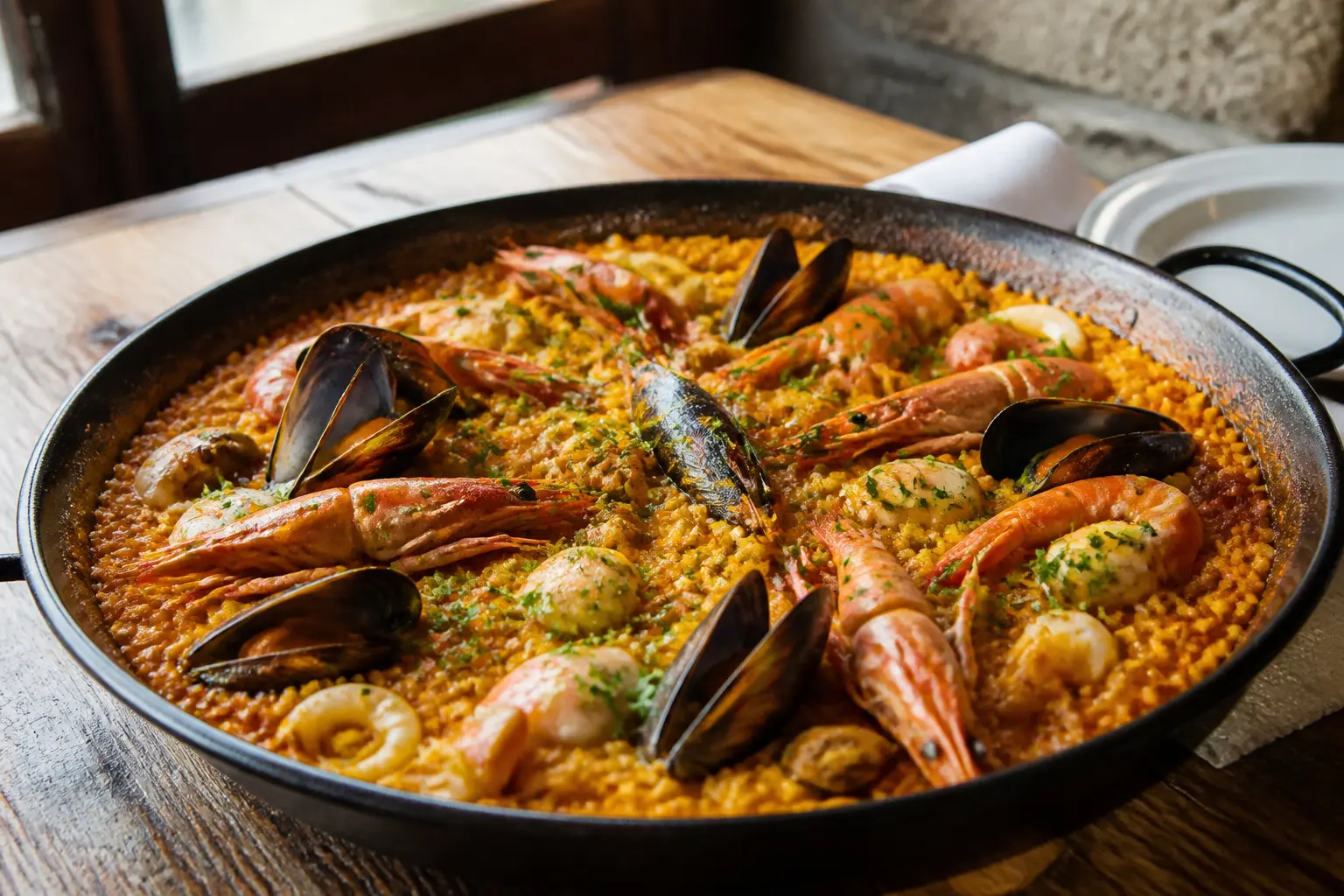 Paella de Pescado y Marisco del Cantábrico